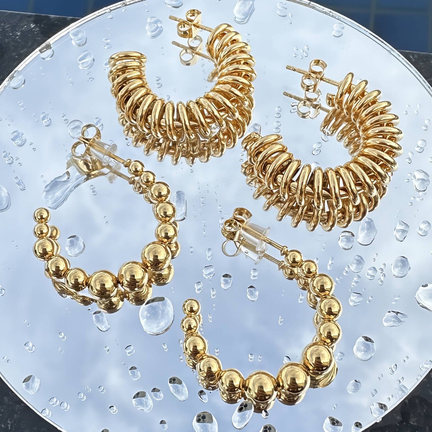 18K gold plated Stainless steel earrings, Intensity