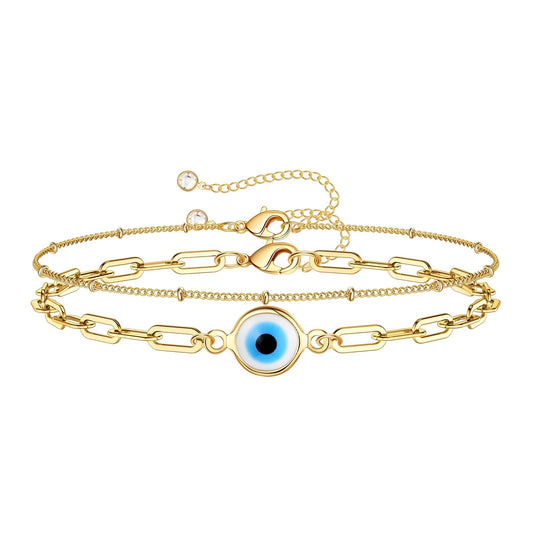 18K gold plated Stainless steel  Evil Eye bracelet, Intensity