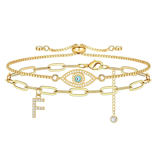 18K gold plated Stainless steel  Evil Eye bracelet, Intensity