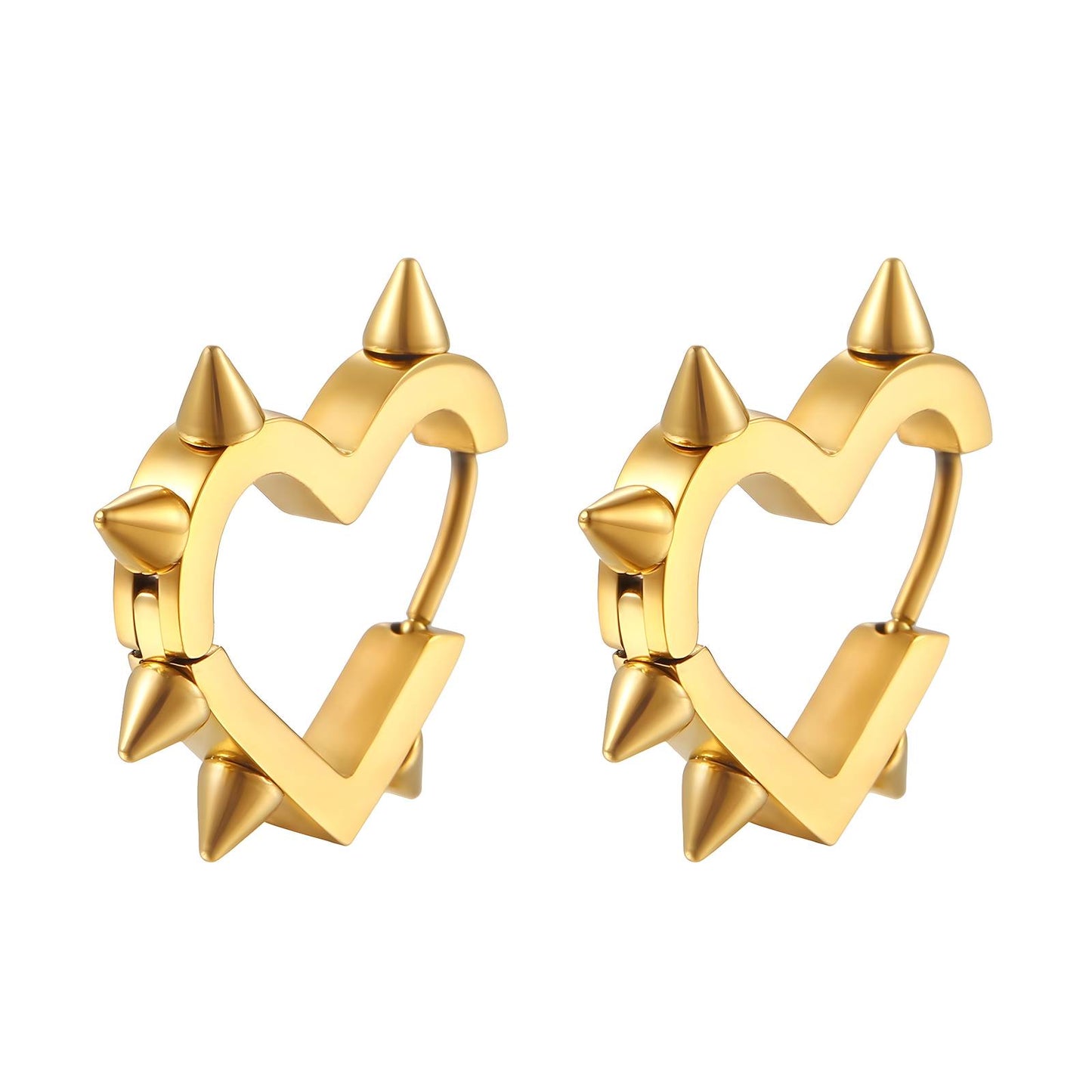 18K gold plated Stainless steel  Heart earrings, Intensity