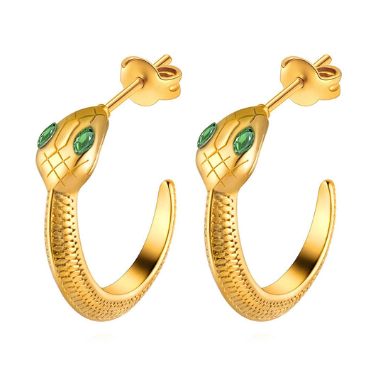 18K gold plated Stainless steel  Snakes earrings, Intensity