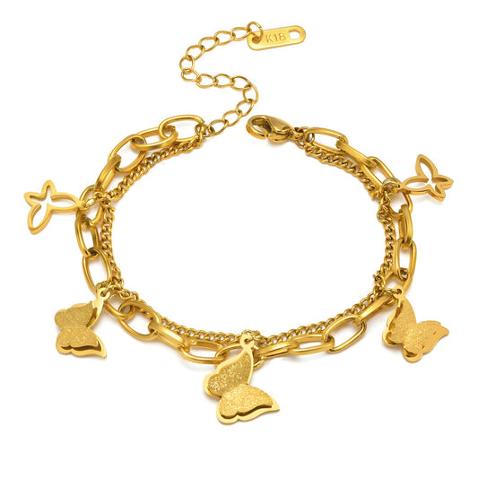 18K gold plated Stainless steel  Butterflies bracelet, Intensity