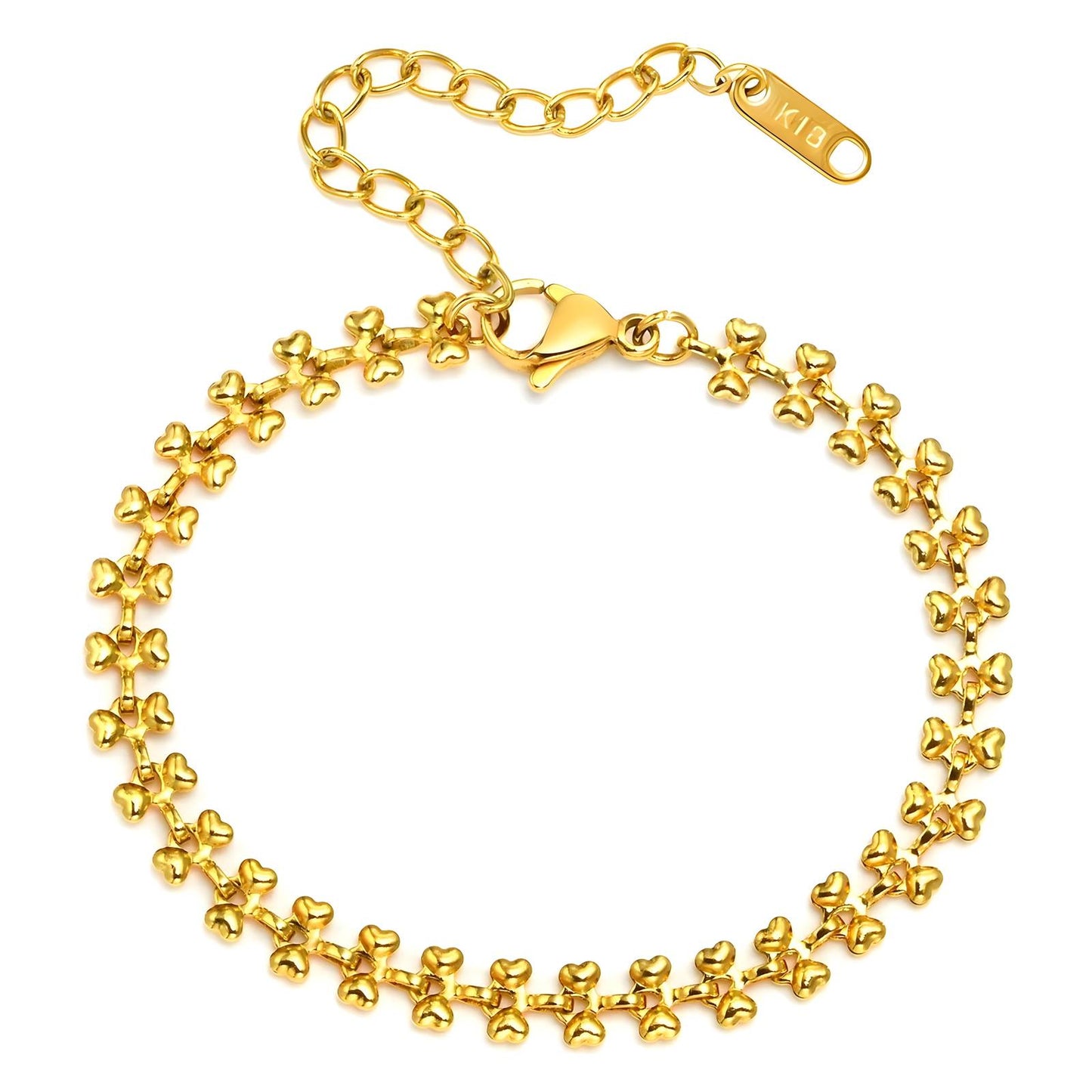 18K gold plated Stainless steel  Hearts bracelet, Intensity