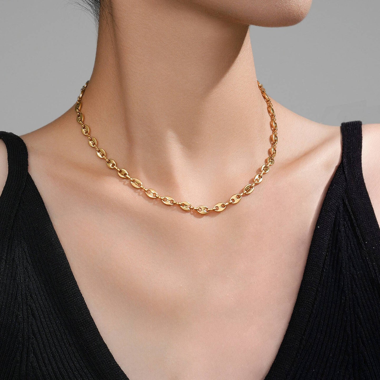 18K gold plated Stainless steel necklace, Intensity