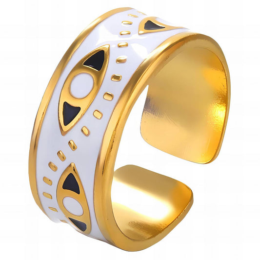 18K gold plated Stainless steel  Evil Eyes finger ring, Intensity