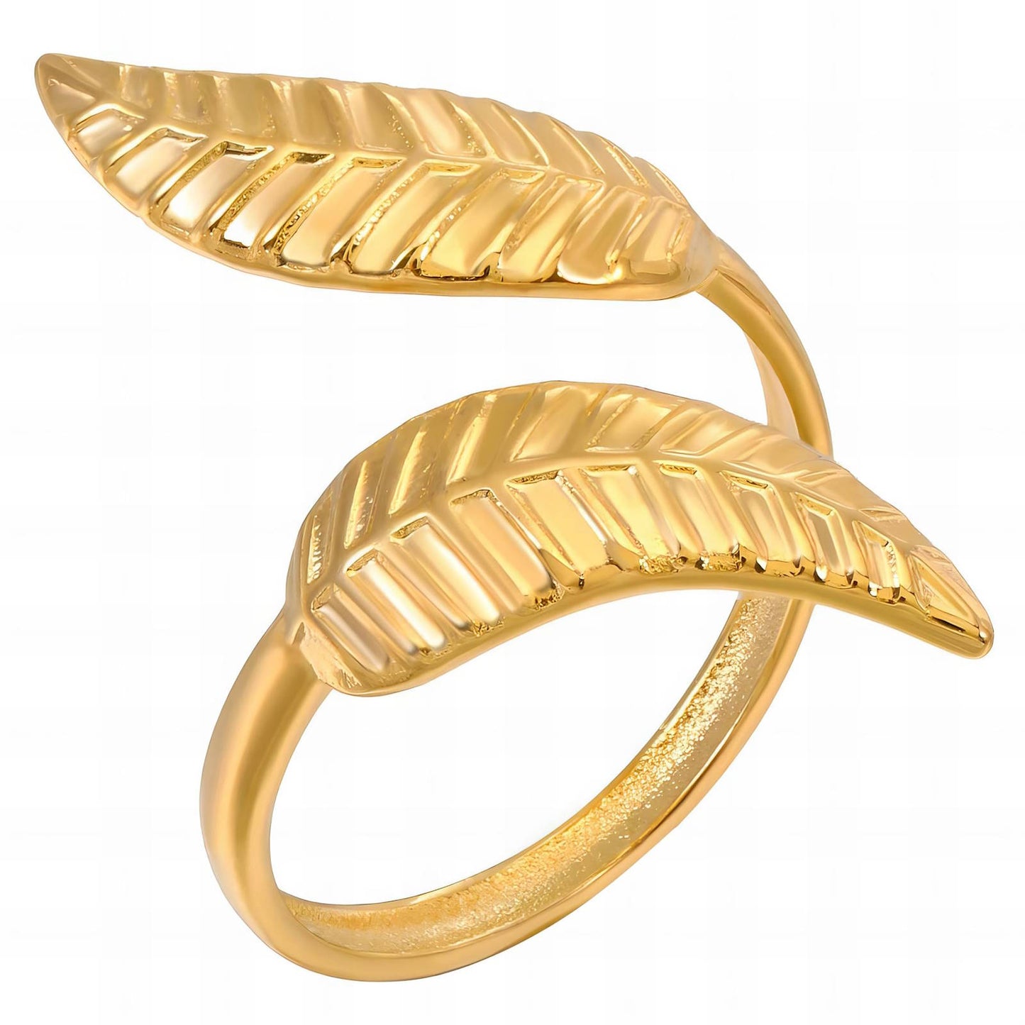 18K gold plated Stainless steel  Leafs finger ring, Intensity