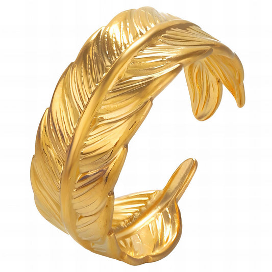 18K gold plated Stainless steel  Leafs finger ring, Intensity