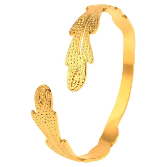 18K gold plated Stainless steel  Leafs bracelet, Intensity