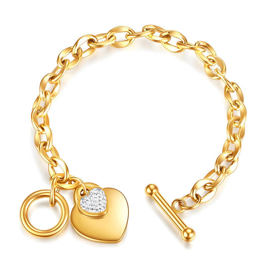 18K gold plated Stainless steel  Hearts bracelet, Intensity