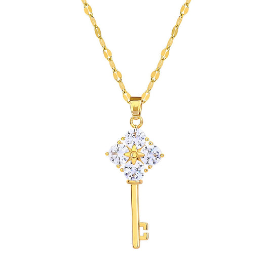 18K gold plated Stainless steel  Key necklace, Intensity