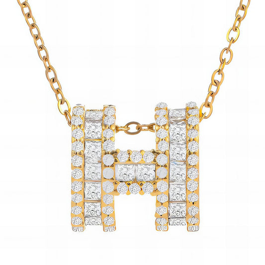 18K gold plated Stainless steel  Letter H necklace, Intensity