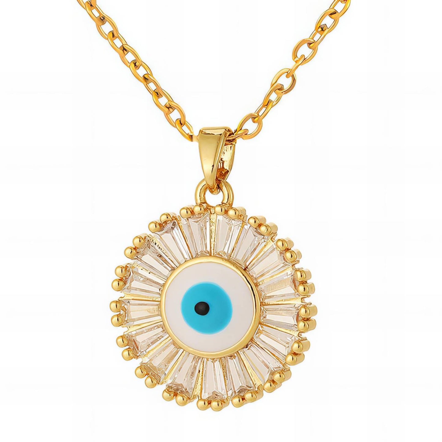 18K gold plated Stainless steel  Evil Eye necklace, Intensity