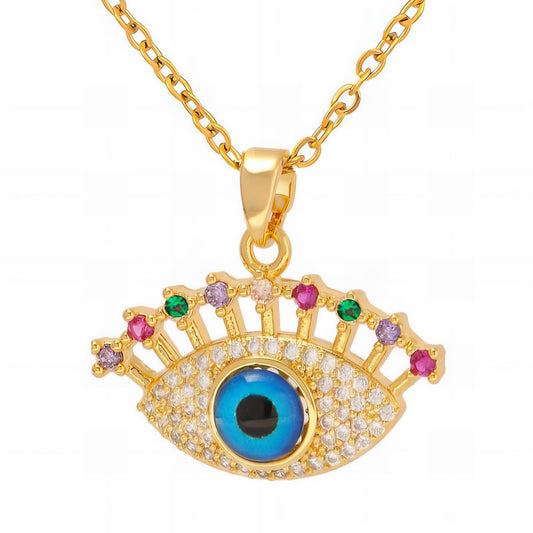 18K gold plated Stainless steel  Evil Eye necklace, Intensity