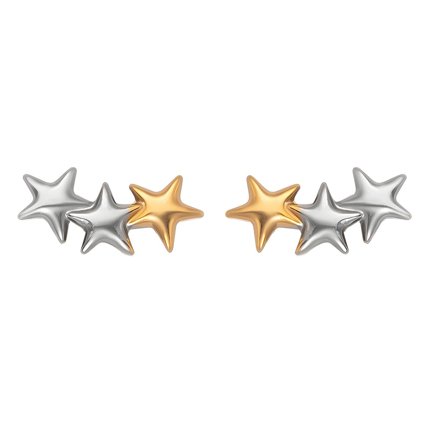 18K gold plated Stainless steel  Stars earrings, Intensity