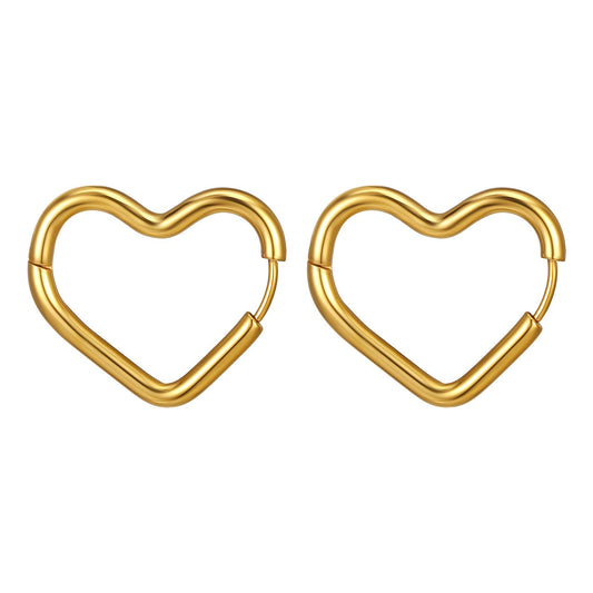 18K gold plated Stainless steel  Hearts earrings, Intensity