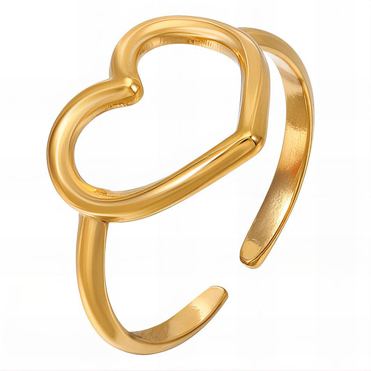 18K gold plated Stainless steel  Heart finger ring, Intensity