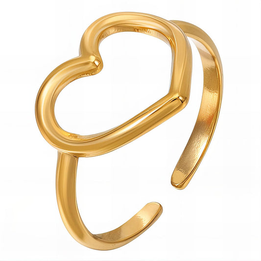 18K gold plated Stainless steel  Heart finger ring, Intensity