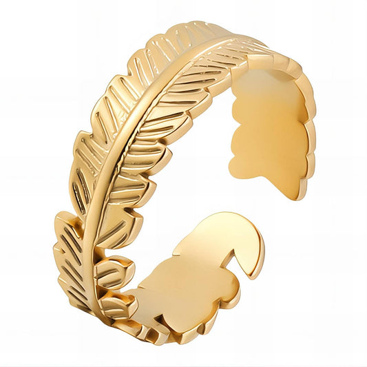 18K gold plated Stainless steel  Leaf finger ring, Intensity