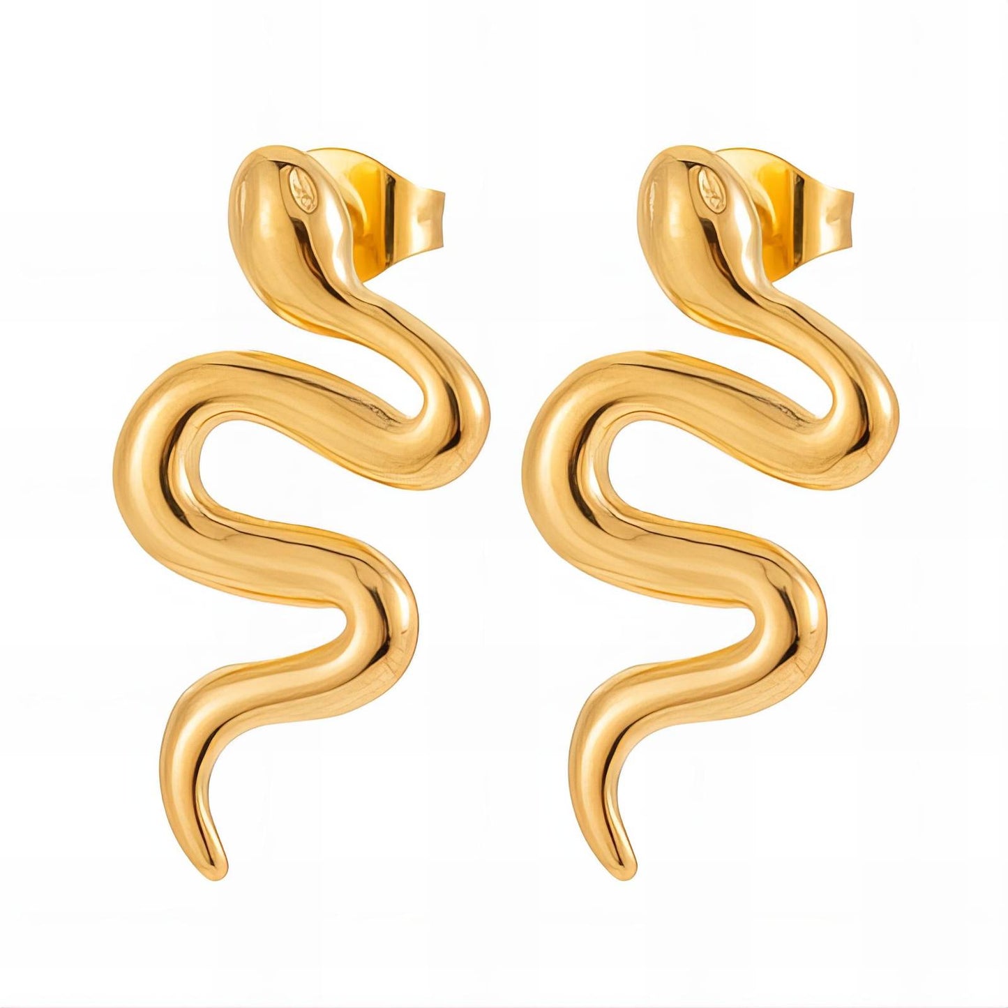 18K gold plated Stainless steel  Snakes earrings, Intensity