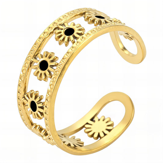 18K gold plated Stainless steel  Flowers finger ring, Intensity