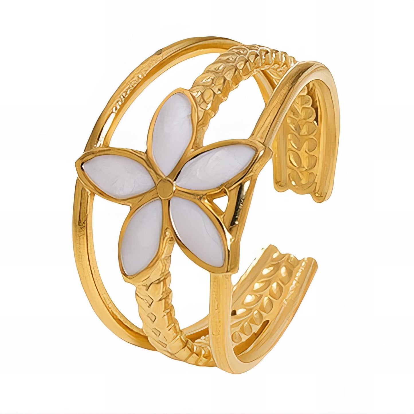 18K gold plated Stainless steel  Flower finger ring, Intensity