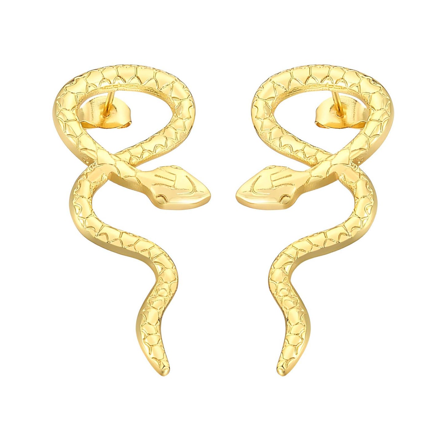 18K gold plated Stainless steel  Snakes earrings, Intensity