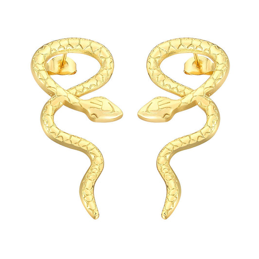 18K gold plated Stainless steel  Snakes earrings, Intensity