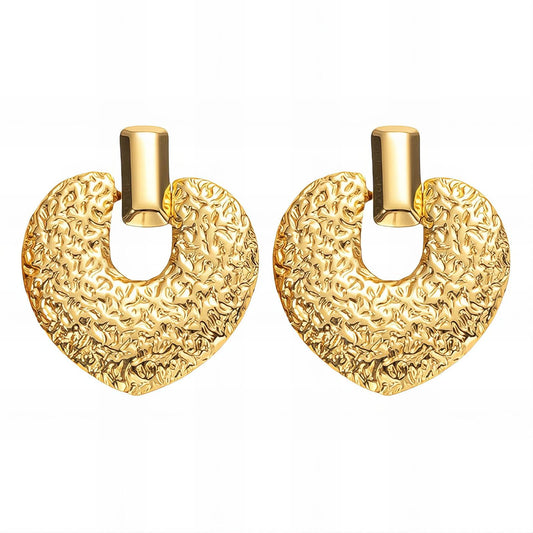 18K gold plated Stainless steel  Hearts earrings, Intensity