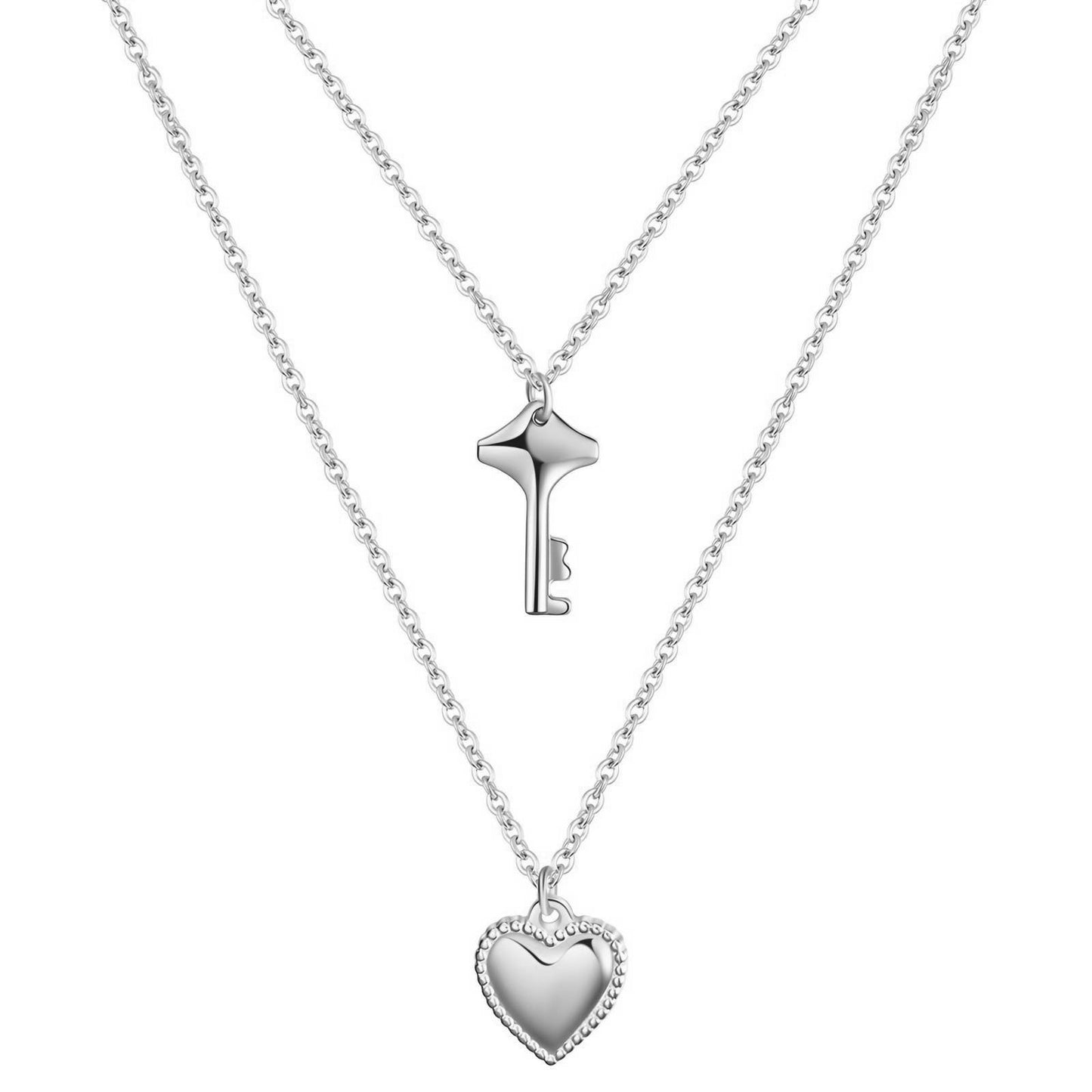 Stainless steel  Heart and Key necklace, Intensity