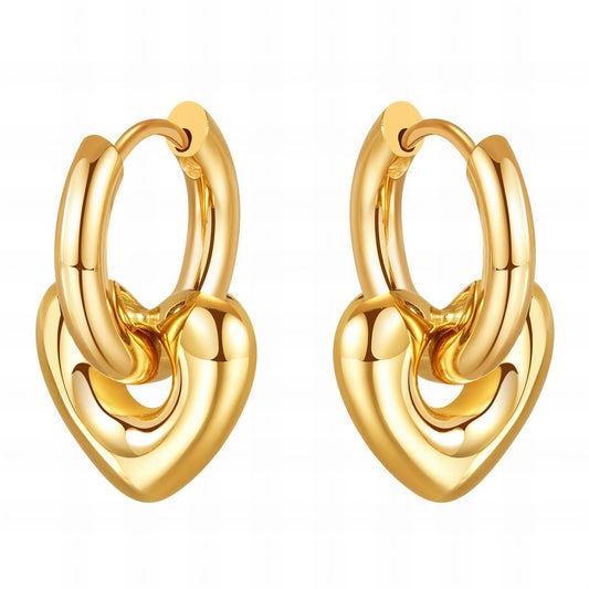 18K gold plated Stainless steel  Hearts earrings, Intensity