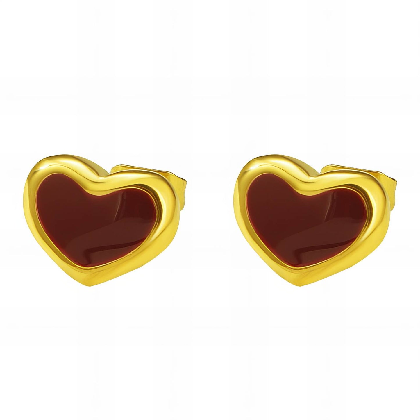 18K gold plated Stainless steel  Hearts earrings, Intensity