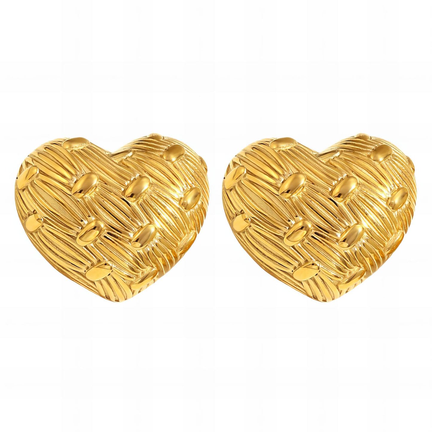 18K gold plated Stainless steel  Hearts earrings, Intensity