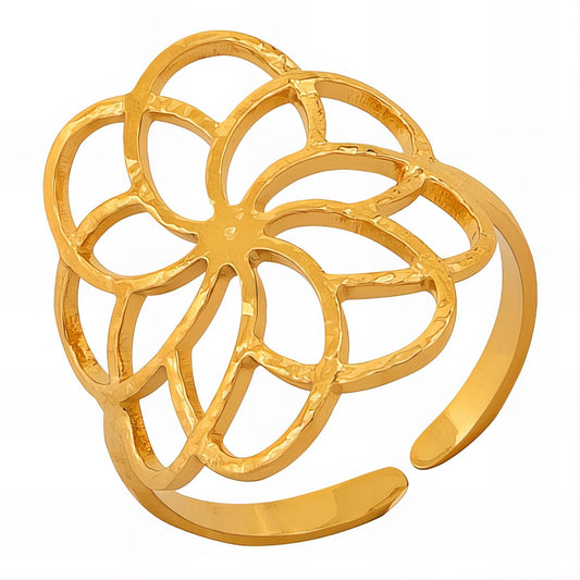 18K gold plated Stainless steel  Flower finger ring, Intensity