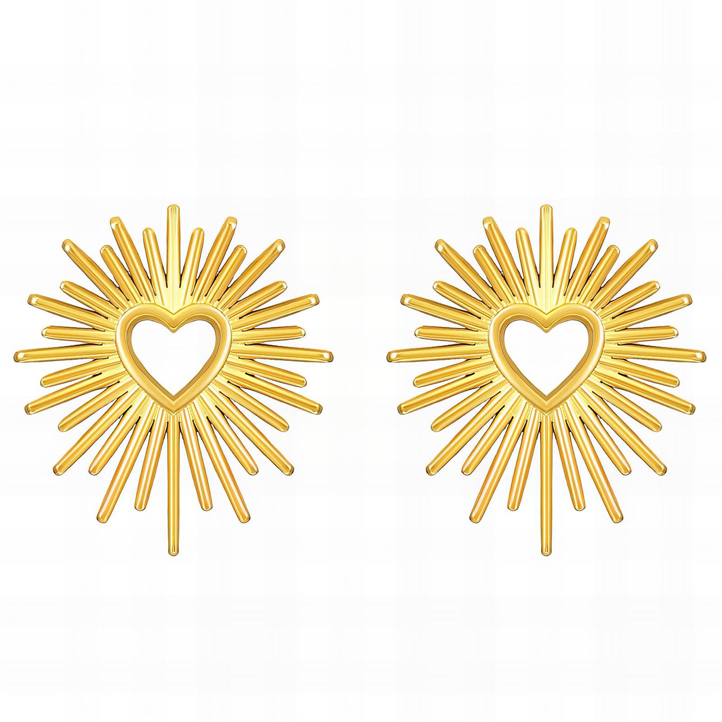 18K gold plated Stainless steel  Hearts earrings, Intensity