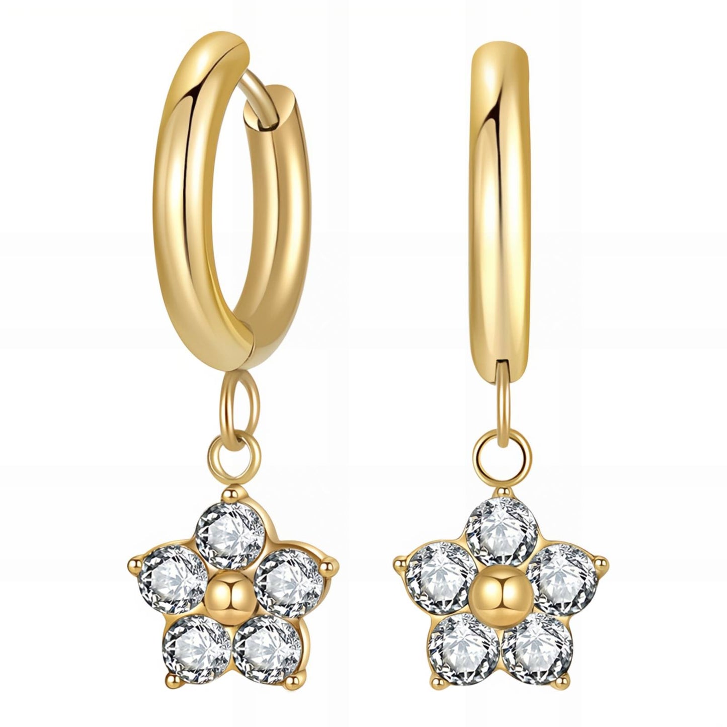 18K gold plated Stainless steel  Flower earrings, Intensity