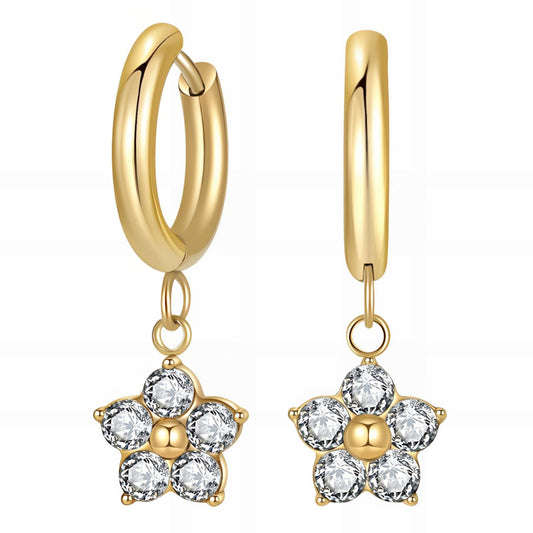 18K gold plated Stainless steel  Flower earrings, Intensity