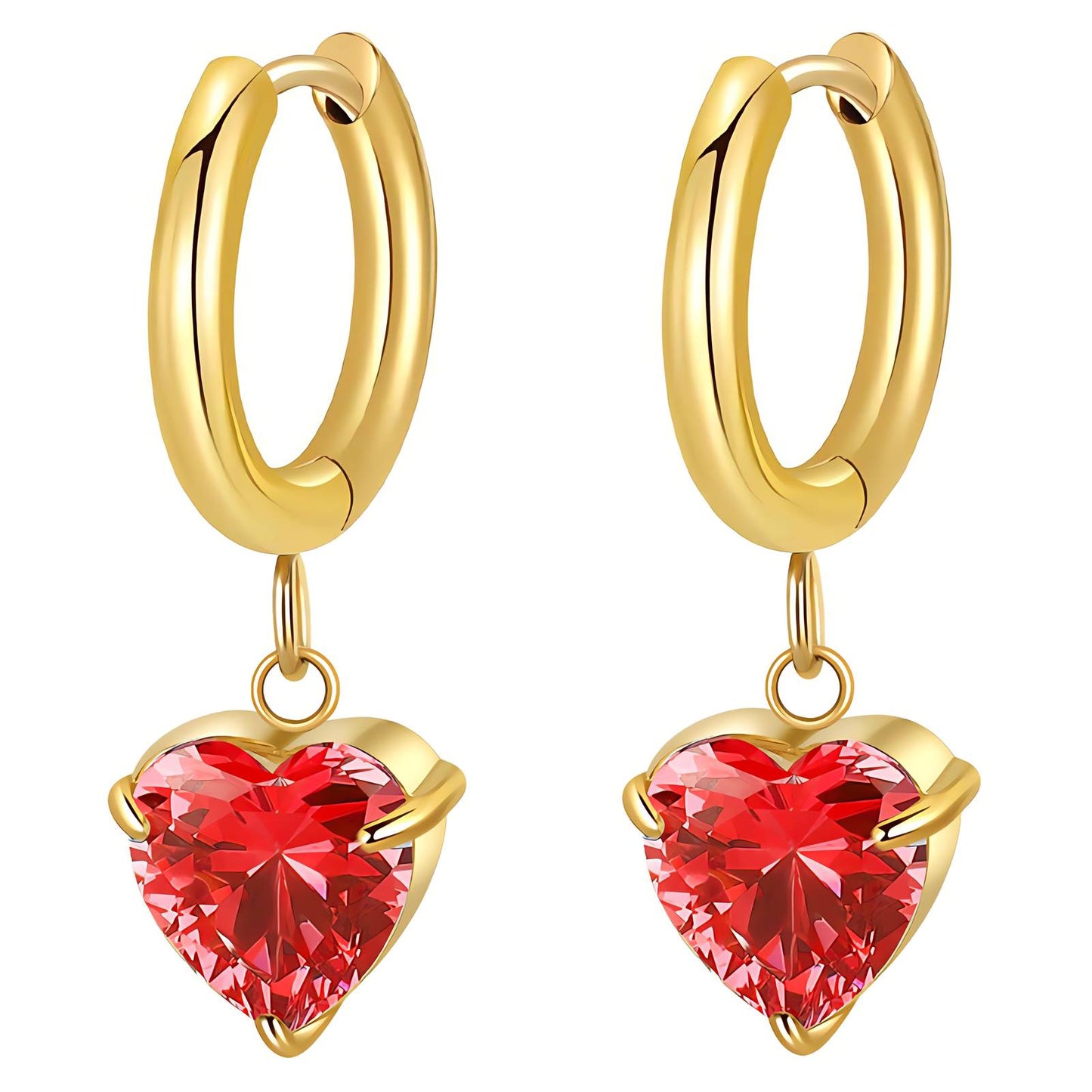 18K gold plated Stainless steel  Heart earrings, Intensity