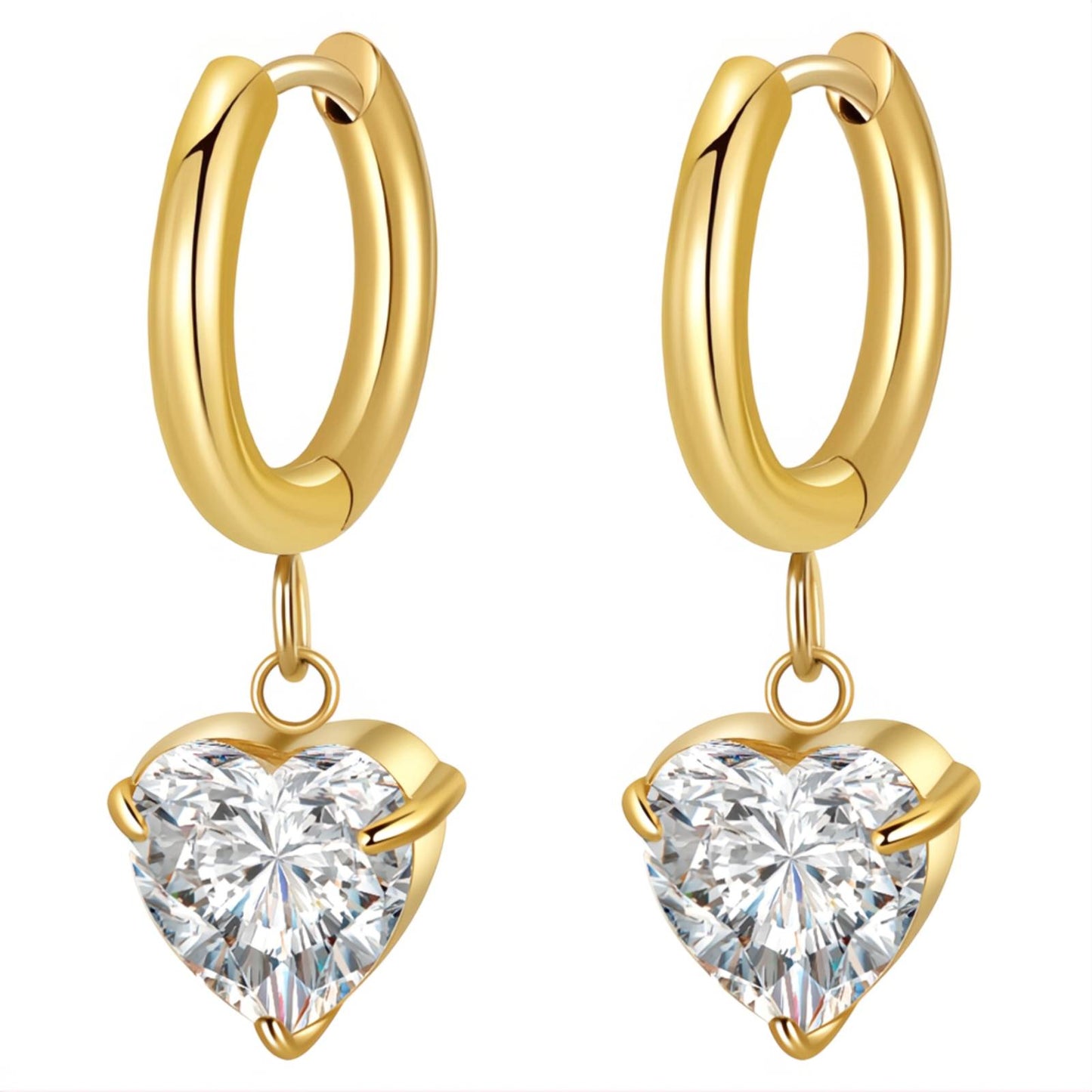 18K gold plated Stainless steel  Hearts earrings, Intensity