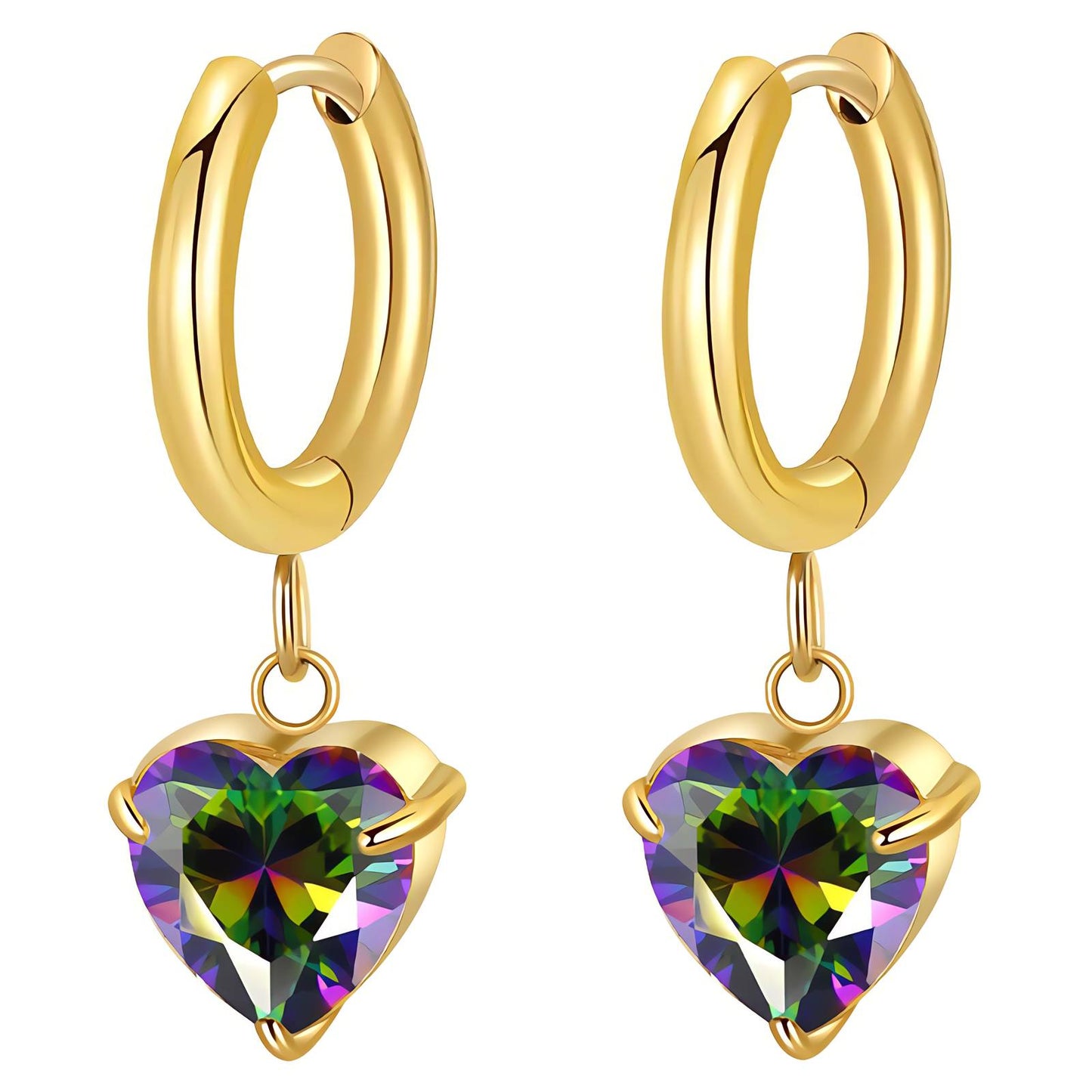 18K gold plated Stainless steel  Heart earrings, Intensity